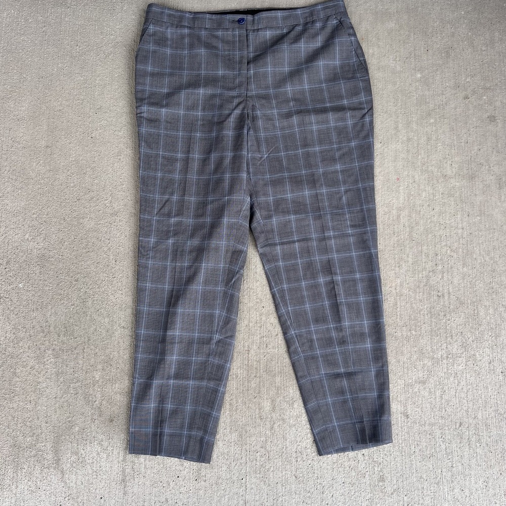 Beckett & Robb Women's 100% Wool Gray Plaid Dress Pants Slacks Size 14